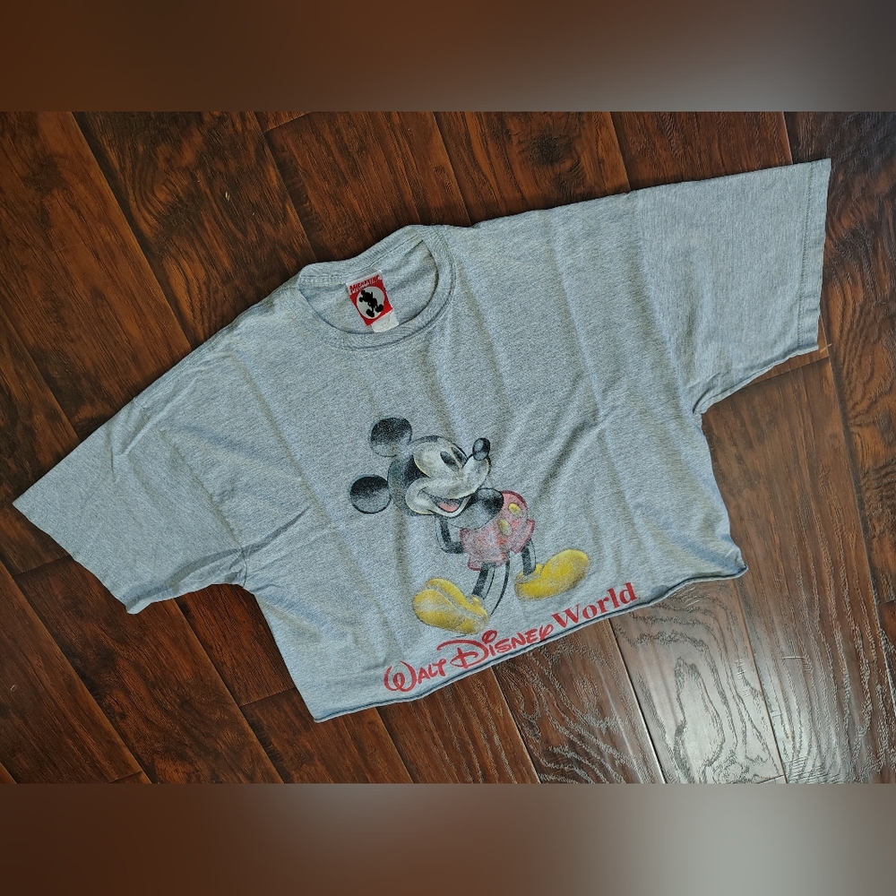 Vintage Mickey Inc. Walt Disney World grey crop top tshirt